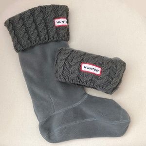 Hunter Grey Cable Knit Cuff Tall Boot Socks